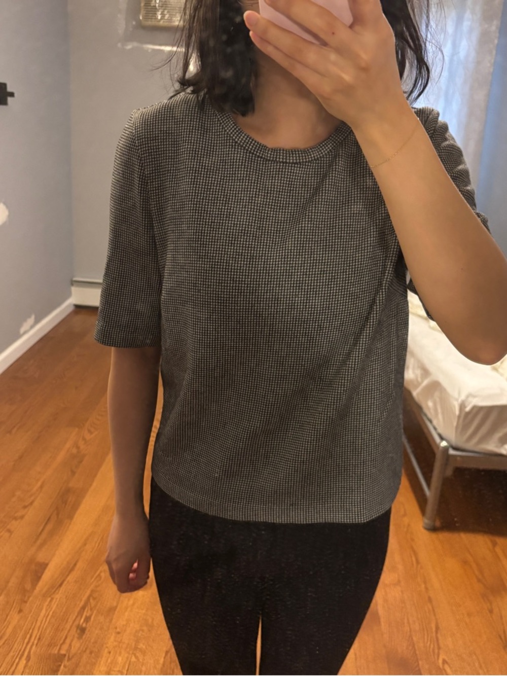 Thick Knit Houndstooth Crewneck Top